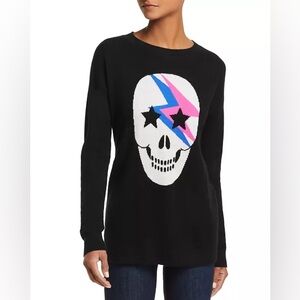 AQUA Cashmere Lightning Skull Cashmere Sweater